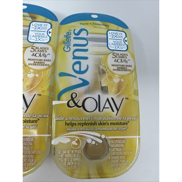 LOT OF 3 Gillette Venus & Olay Razor plus shower hook NEW yellow - Picture 4 of 7